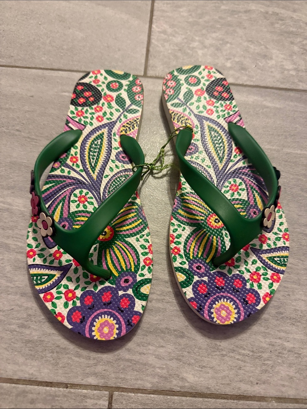 Vera Bradley New Floral Green Strap Women's Flip Flops